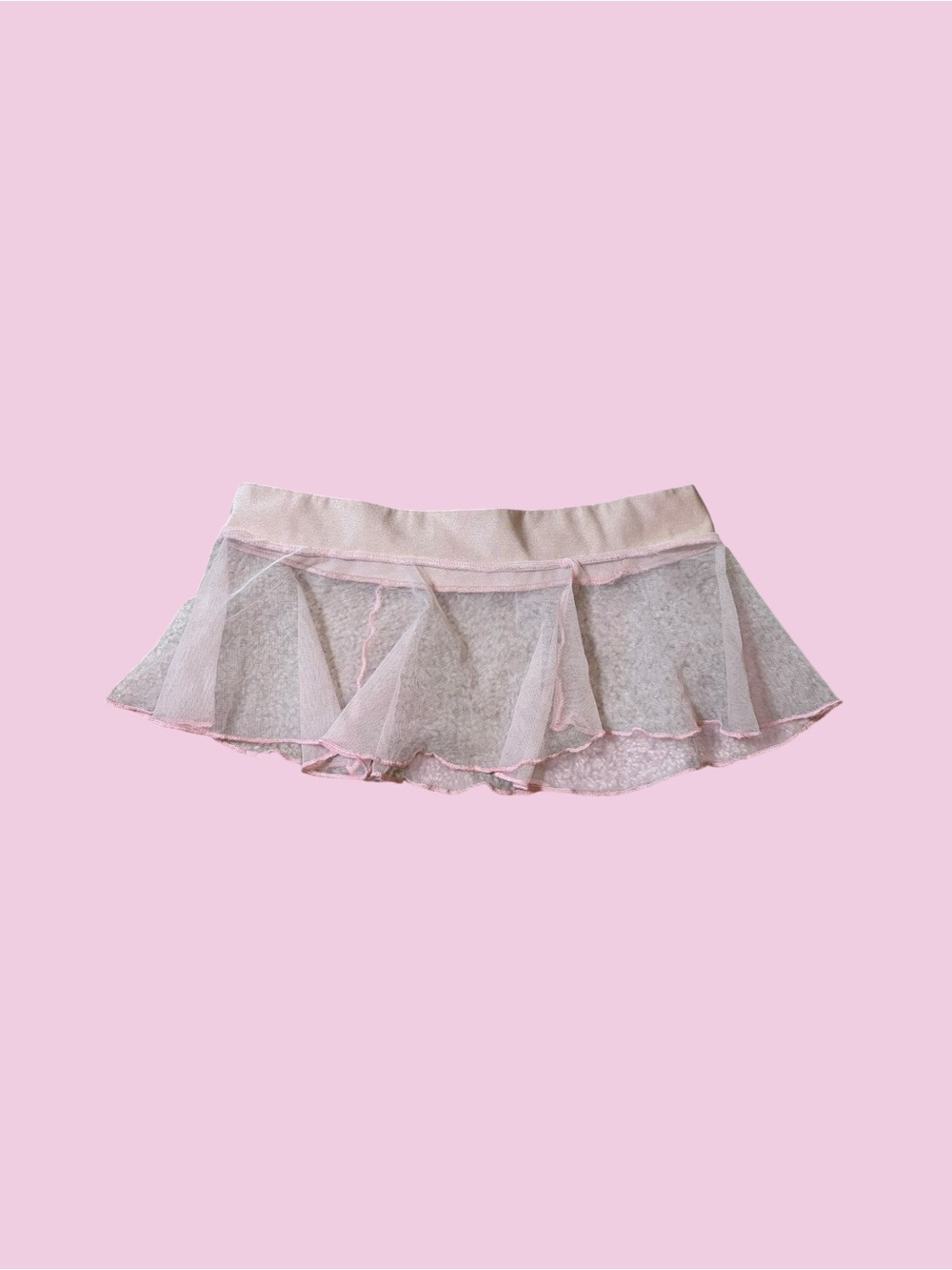 Sheer Pink Ruffle micro Mini Skirt - Picture 4 of 5